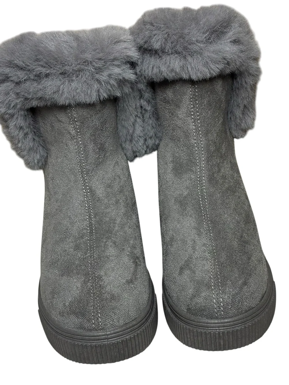 Clarks Gray Faux Fur Trim Winter Ankle Boots